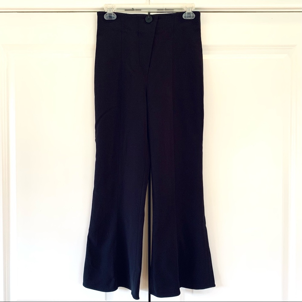 Cushnie Et Ochs Sz 4 High Rise Trouser Pant Navy Flare Leg Ankle Crop Small